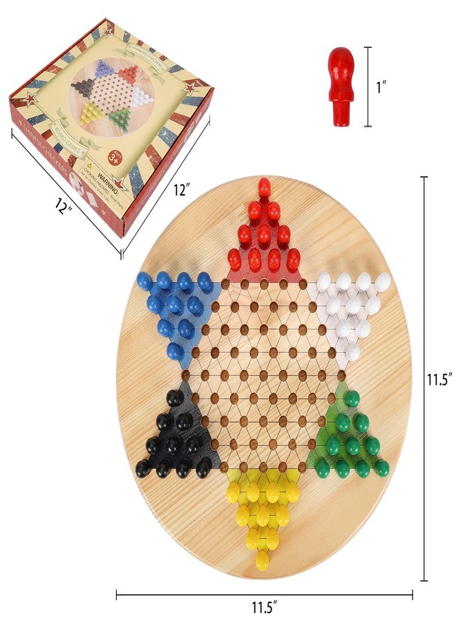 Gothink Chinese Checkers Board Game, 11.5 Inches Classic Game Board Set - Premium Solid Wood 60+6 pcs Colorful Pegs & Manual, Easy Grasping for Adults and Kids, w/Gift Box, Fun for Family Gathering - Image 3